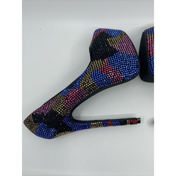Steve Madden Women's Multi-Colored Rhinestone Platform Heels Size 6.5 - Picture 9 of 16